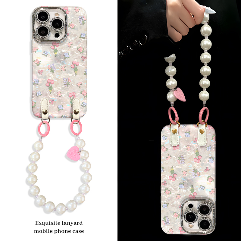 网红小花束手机壳适用于苹果16/OPPO华为VIVO贝壳纹可爱流行新款