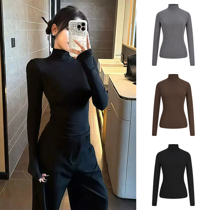 Moses Queen/魔西女王辣妹半高领长袖打底秋冬紧身显瘦显身材上衣