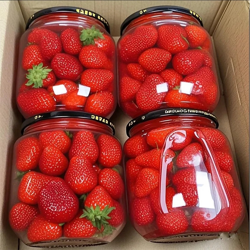 【个位数购一箱！】新鲜草莓黄桃水果罐头玻璃罐装开盖即食营养美味