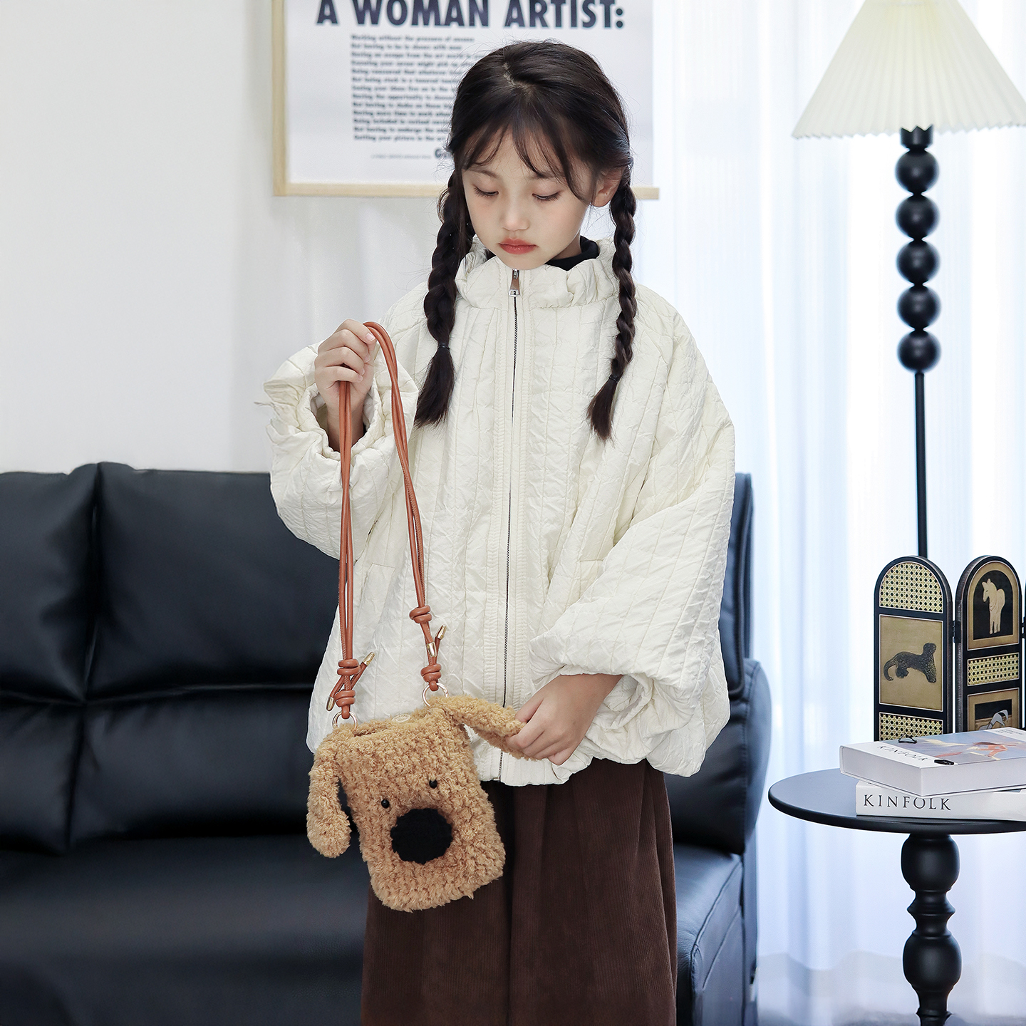 韩版宽松女童套装2025新款女孩冬装加厚棉服外套儿童灯芯绒休闲裤