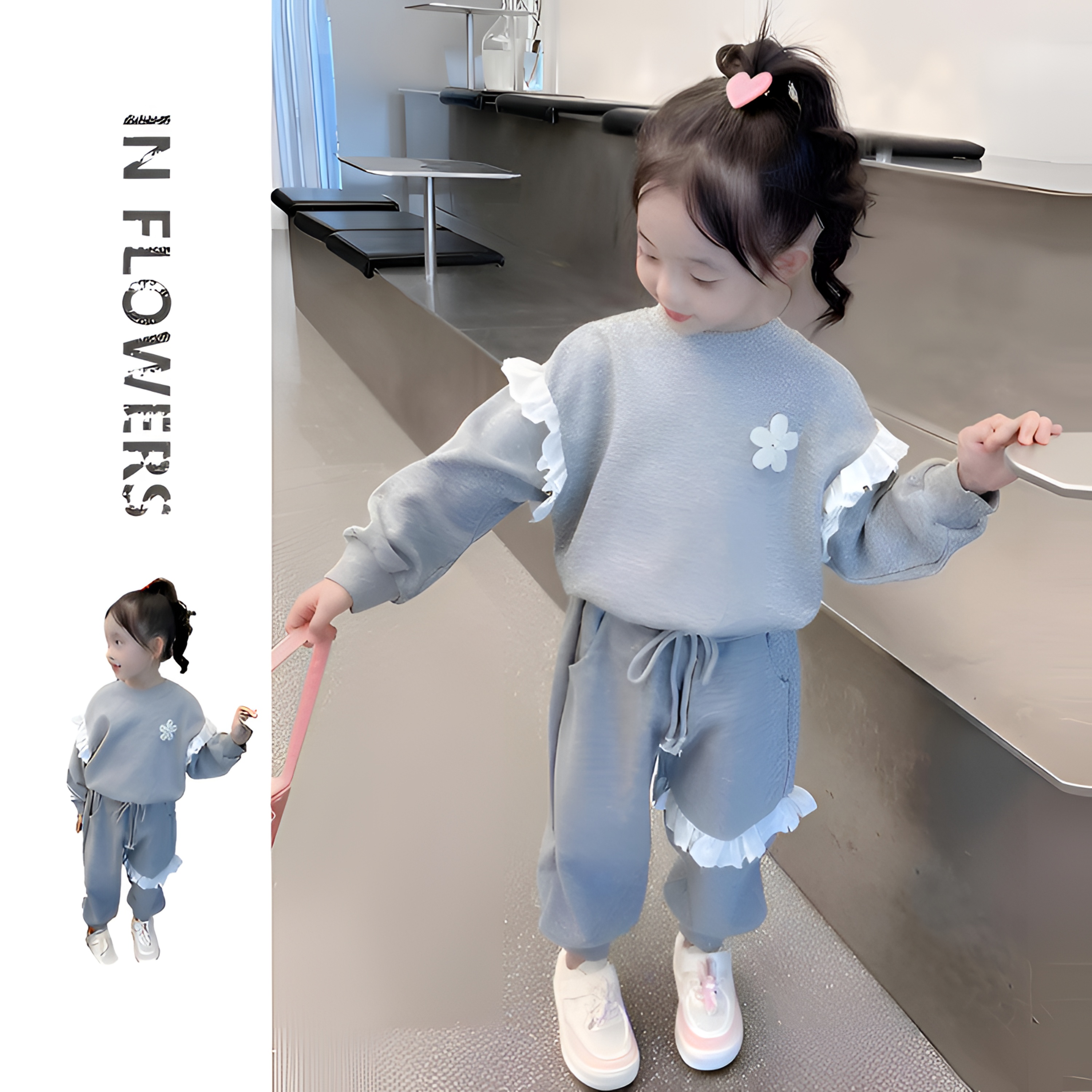 女童春秋款套装2025秋装新款加绒衣服裤子冬洋气时髦运动儿童卫衣