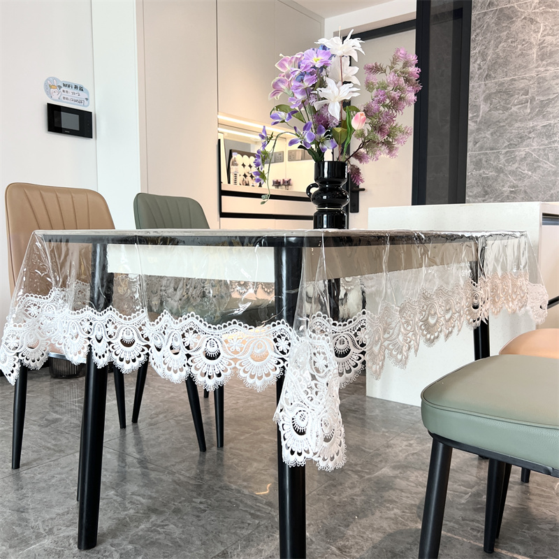 （贴合不滑动贼亮）高清高透下垂软玻璃长方形餐桌茶几布桌布桌子