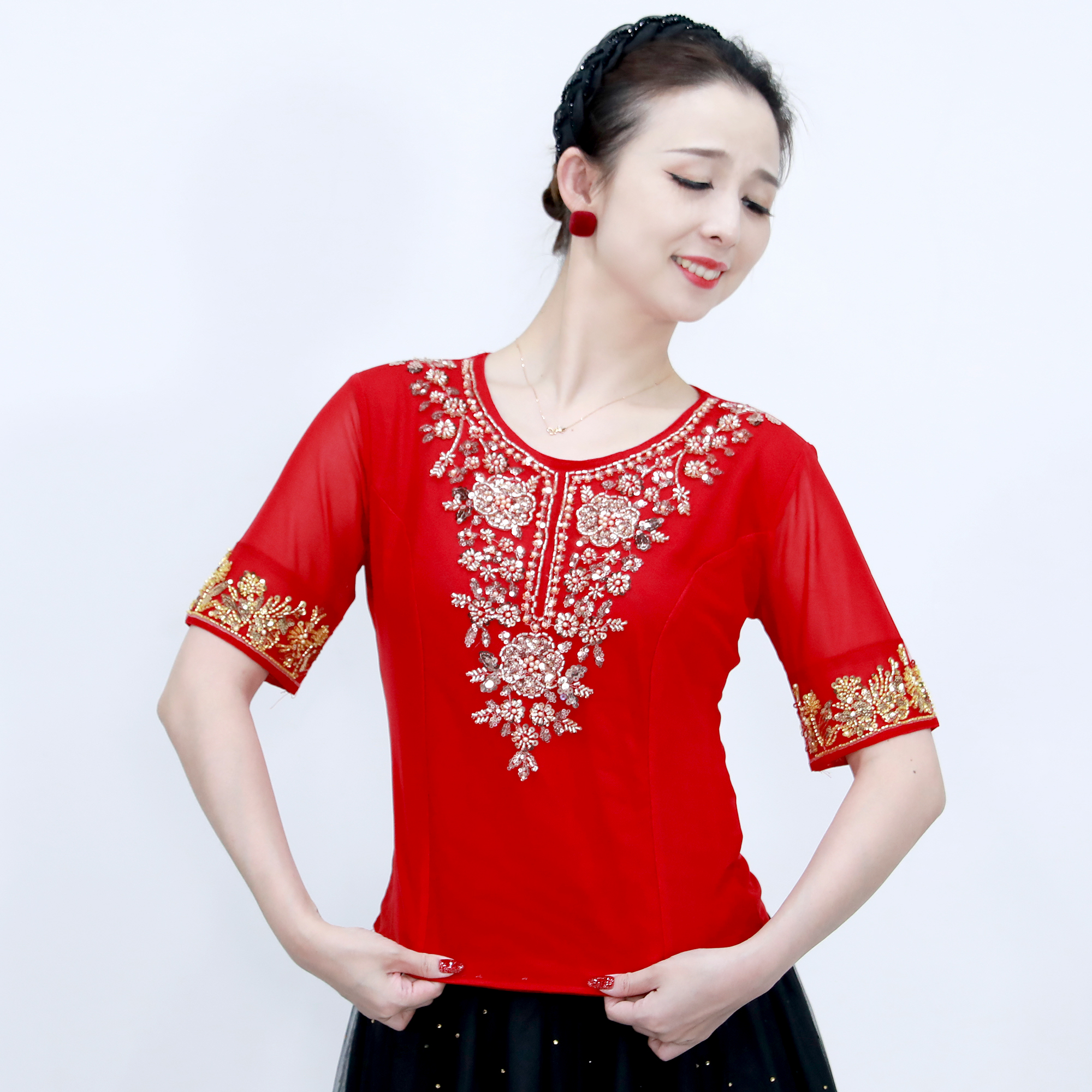 依曼老师 异域风情上衣服装民族风新疆舞服女装演出气质印度E2667