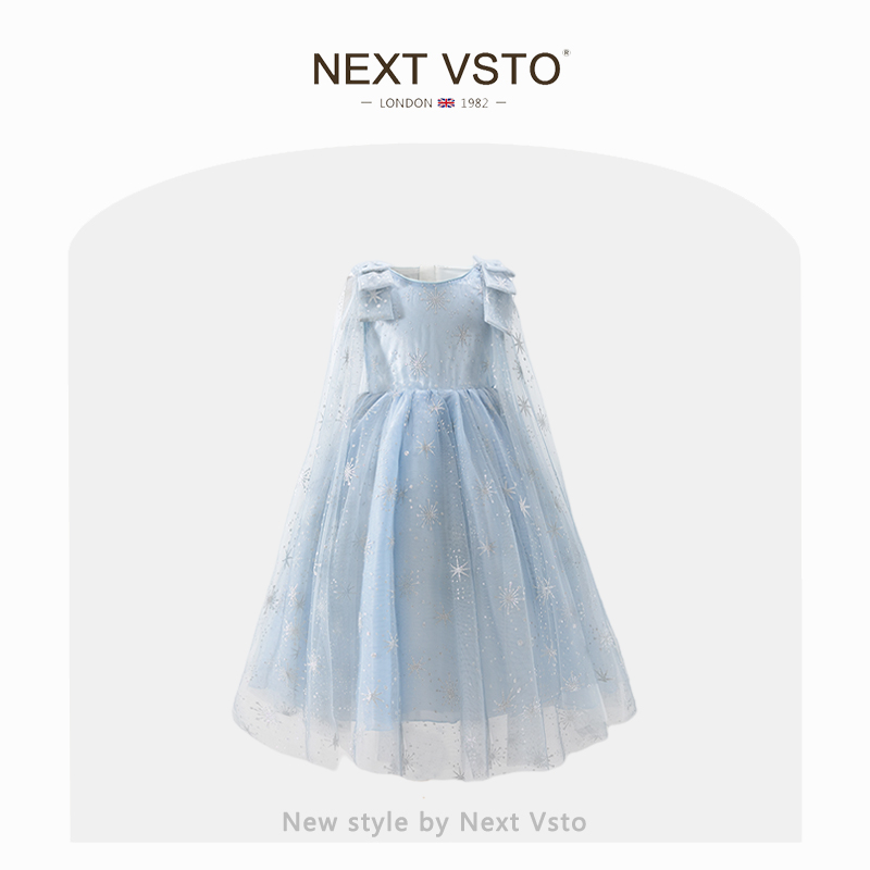英国NEXT VSTO女童爱莎公主裙夏装冰雪奇缘小女孩elsa雪花礼服裙
