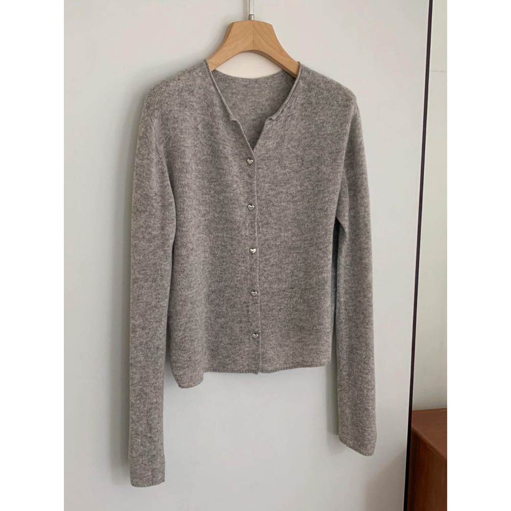 巨好穿，软软糯糯！！慵懒风气质灰色V领毛衣2025新款针织女开衫上衣