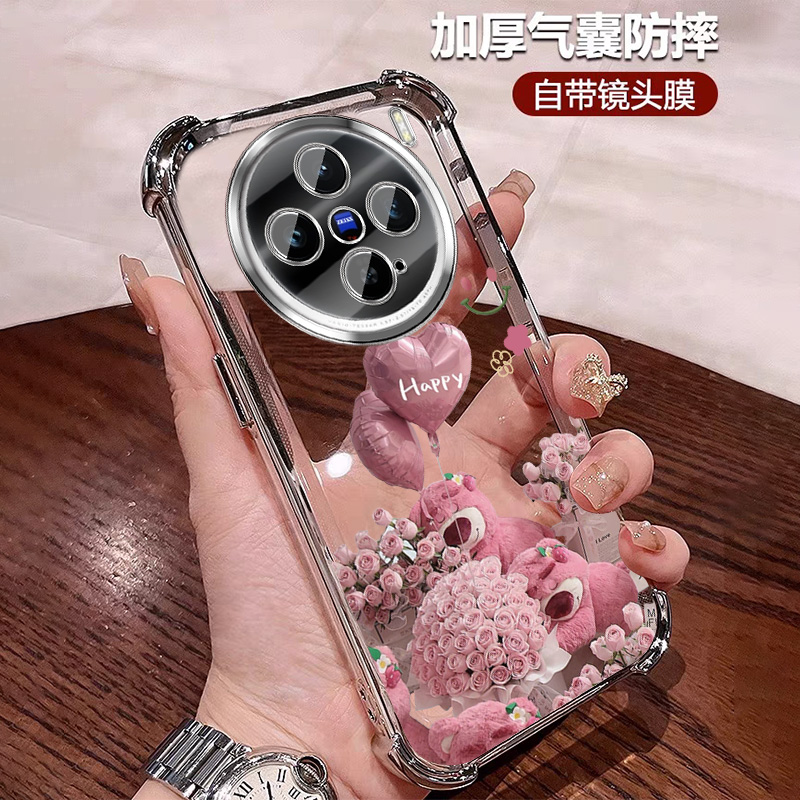 带镜头膜适用vivox300手机壳四角防摔卡通X300Pro透明全包 公主风