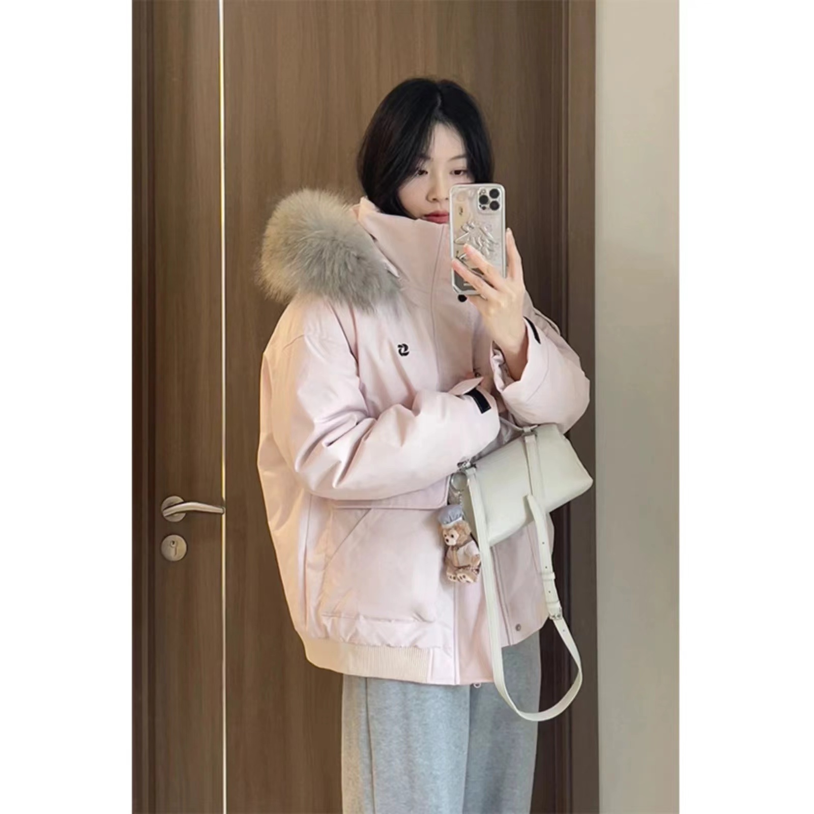 大毛领短款派克棉服女2025冬季新款设计感小个子加厚棉衣外套