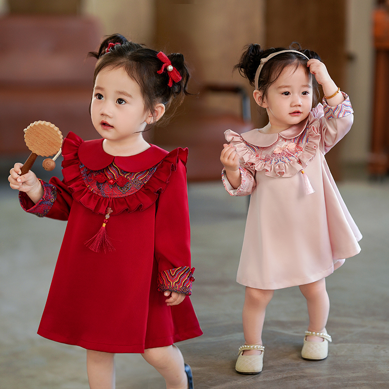 周岁女童礼服秋季新中式国风抓周宴婴幼儿生日旗袍裙女宝宝连衣裙