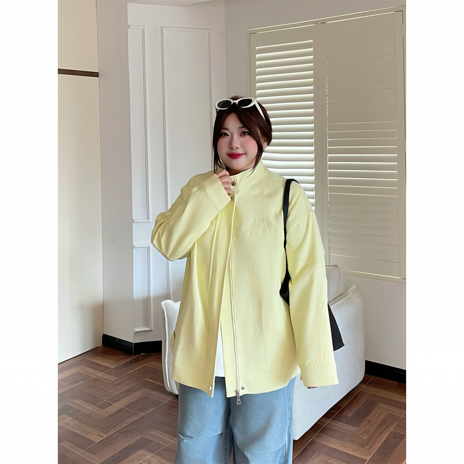 断码捡漏~大码女装秋季简约花契200斤胖mm韩风糖果色外套15449-C