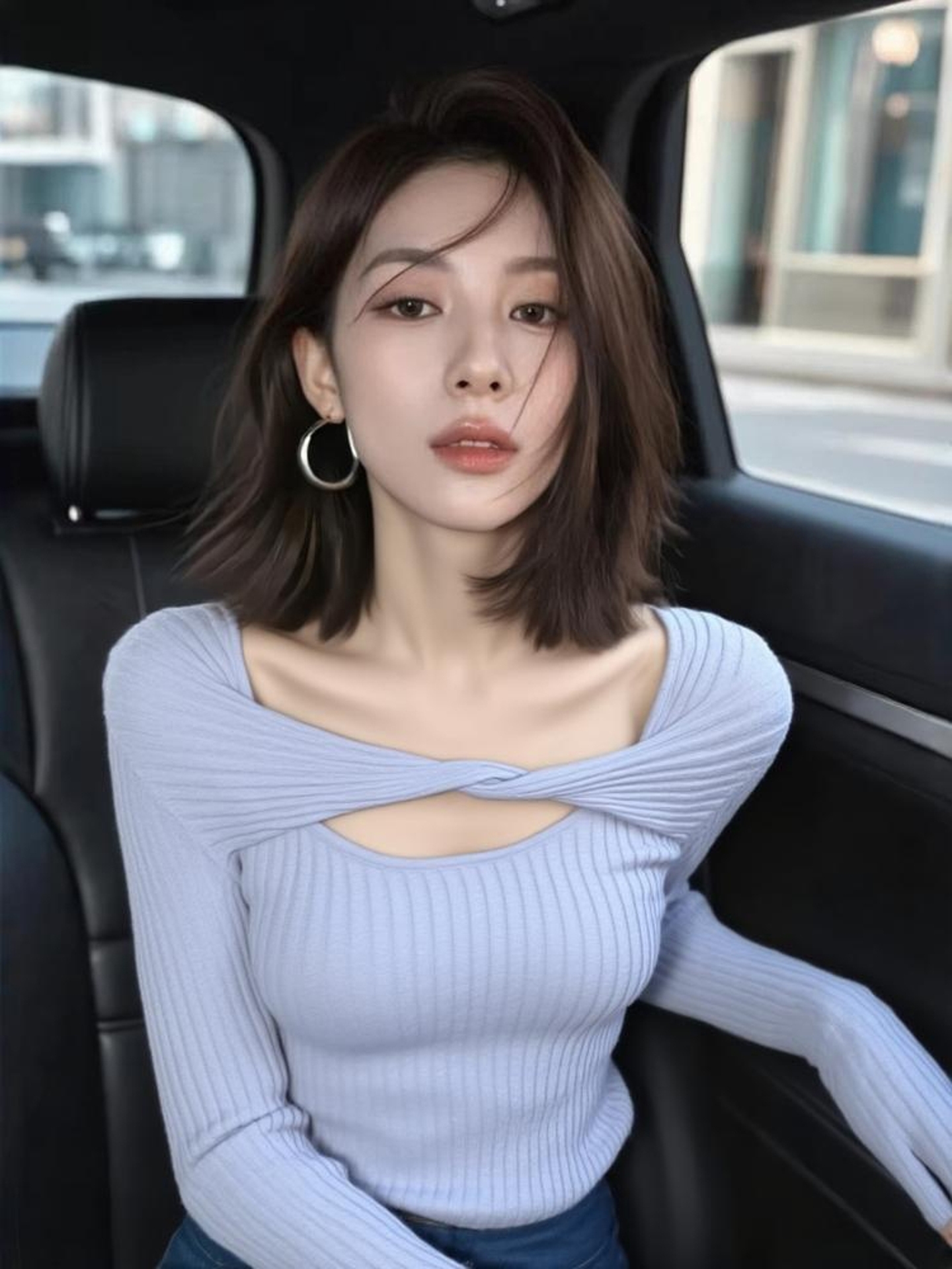 【现货】冬季独特别致绝美设计感小众不撞款高级感超好看蓝色针织衫