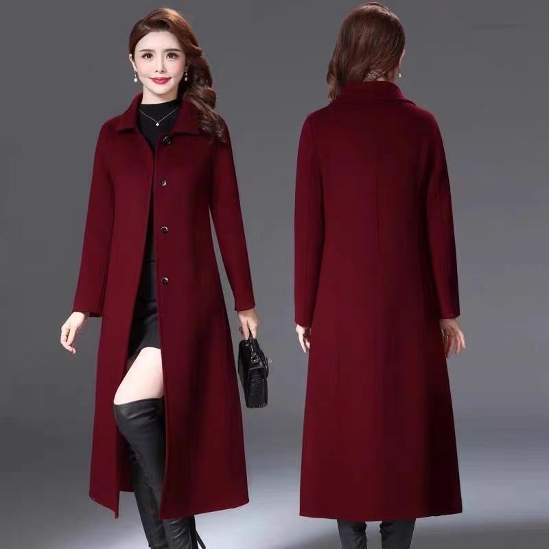 加大码毛呢大衣女秋冬新款休闲显瘦气质妈妈装呢子