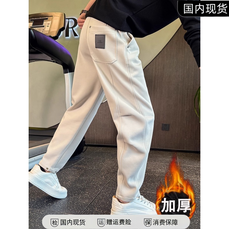 秋冬季加厚直筒卫裤男款流行运动裤2025新款爆款宽松重磅休闲裤子