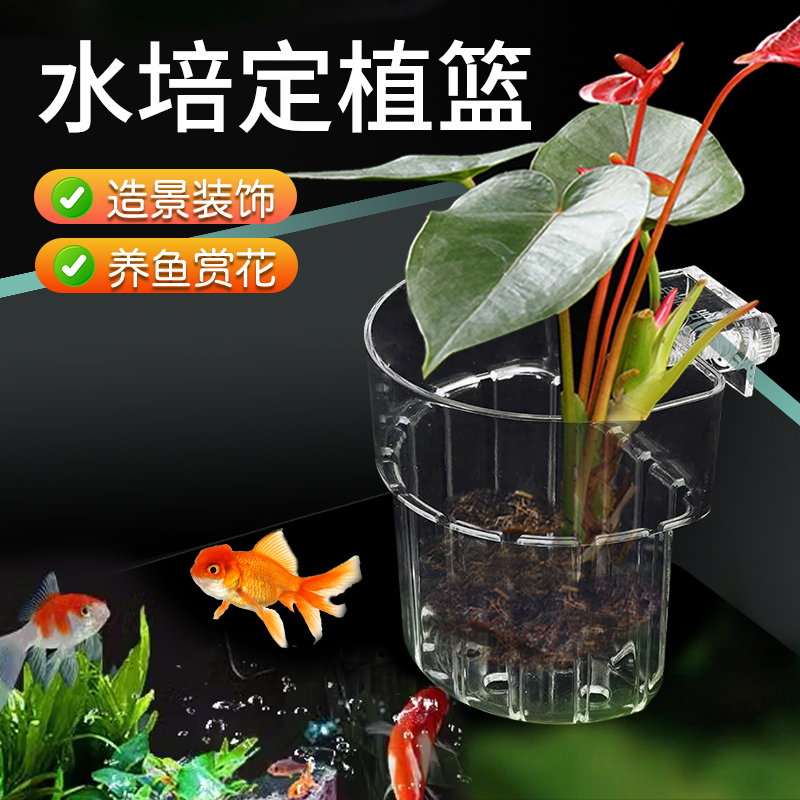 【宠大条】鱼缸水培挂篮固定篮固定架定植壁挂式半圆形水草种植杯