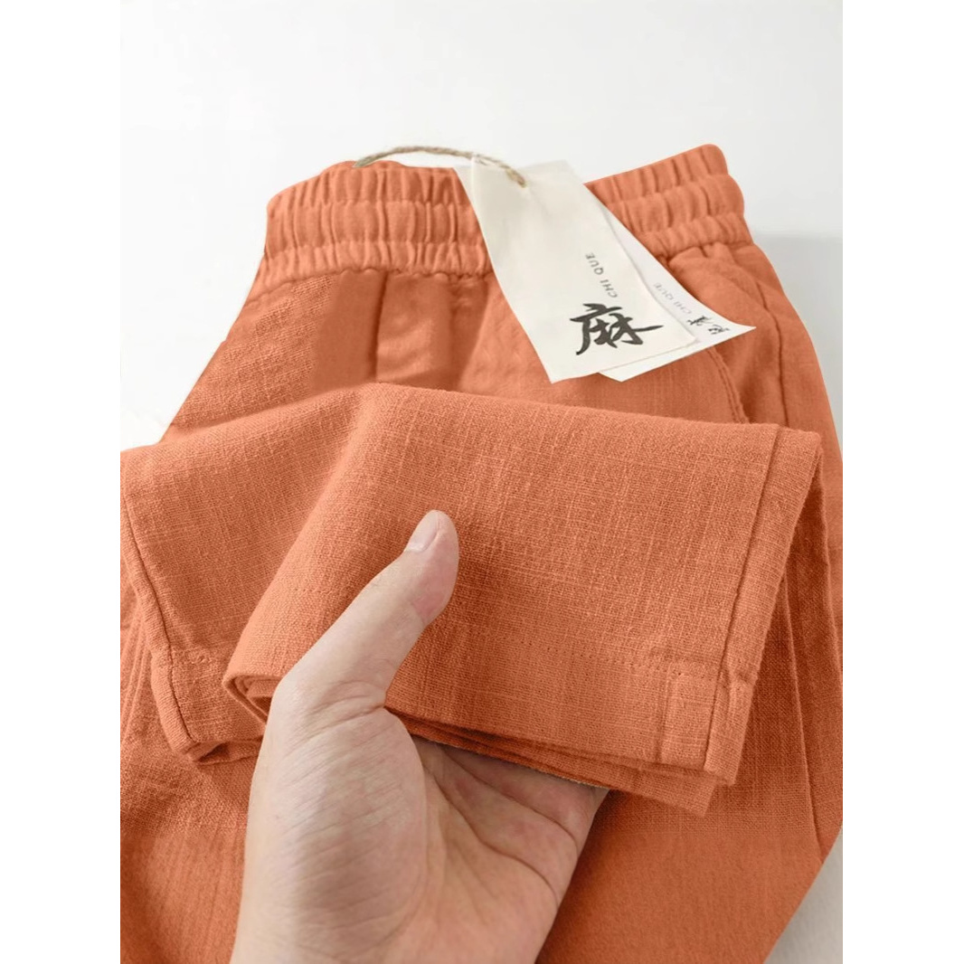 女士夏季薄款九分棉麻阔腿裤宽松百搭休闲直筒长裤外穿透气春夏