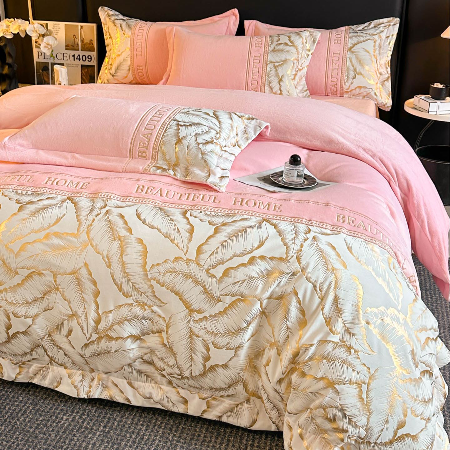 水星系列A类轻奢工艺款牛奶绒四件套冬季加厚绒保暖高档床上用品