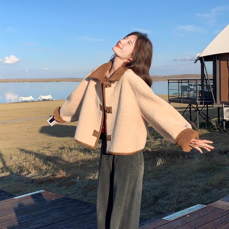 服装少女品质直播小香风双面穿皮毛一体仿羊羔毛毛毛女装女装外套