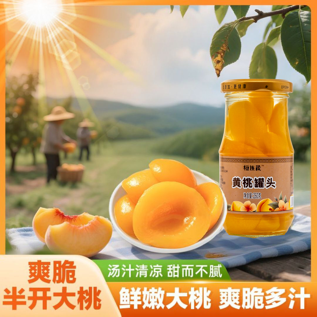 【便携装】260g黄桃罐头雪梨橘子多种口味配料干净无添加清甜好吃