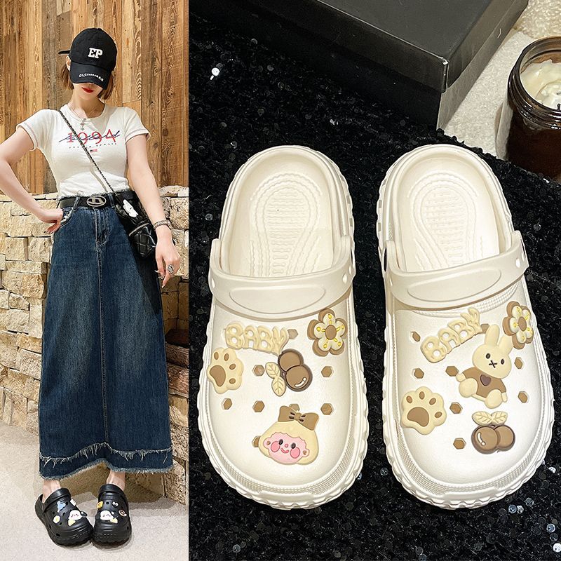 防滑洞洞鞋女eva夏季海边沙滩2024新款包头软底凉鞋外穿