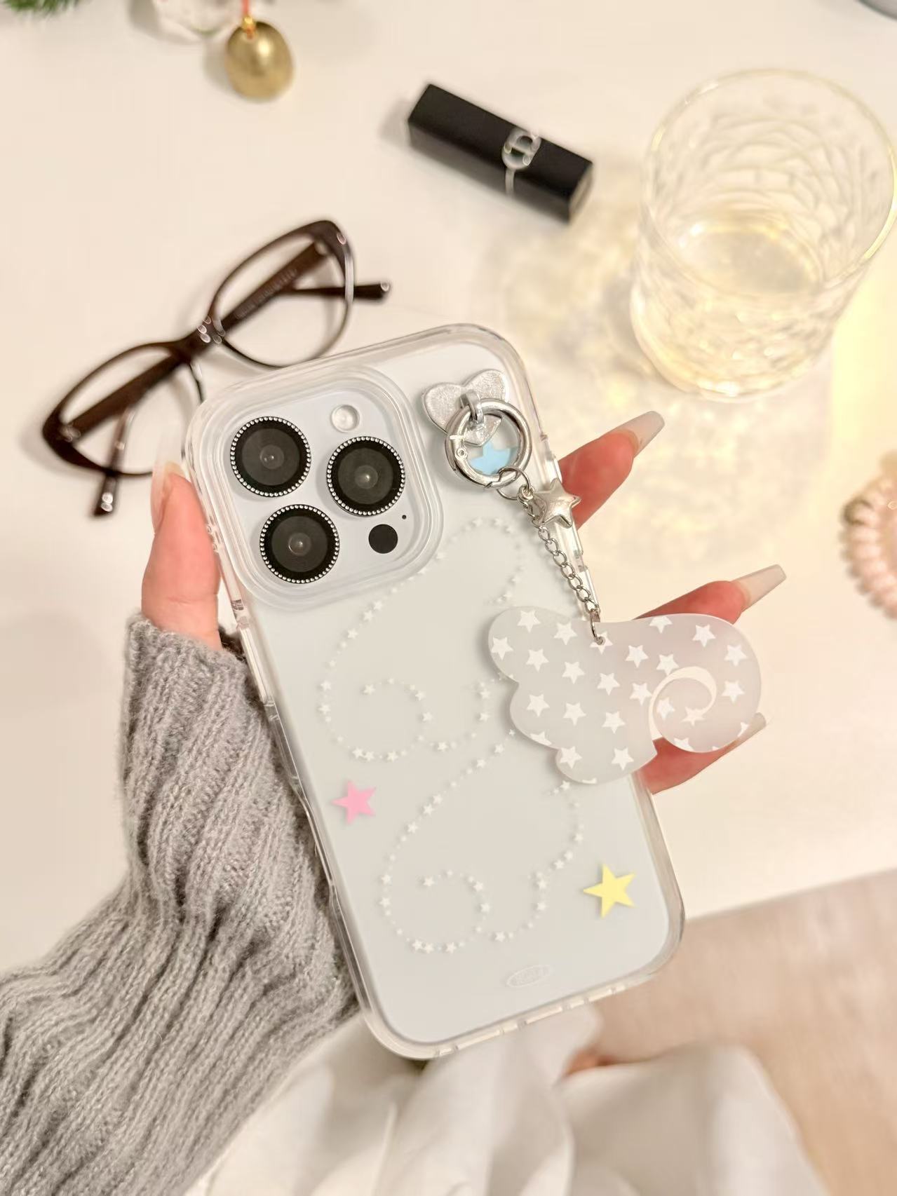 圆边星星翅膀半透磨砂可爱包相机键小众适用苹果16promax/15手机