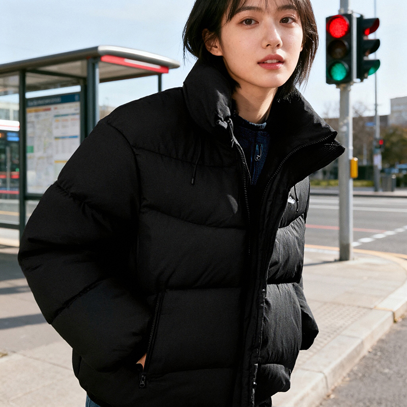 李宁女子2025冬季新款防静电鸭绒加厚保暖百搭短羽绒服AYMV362