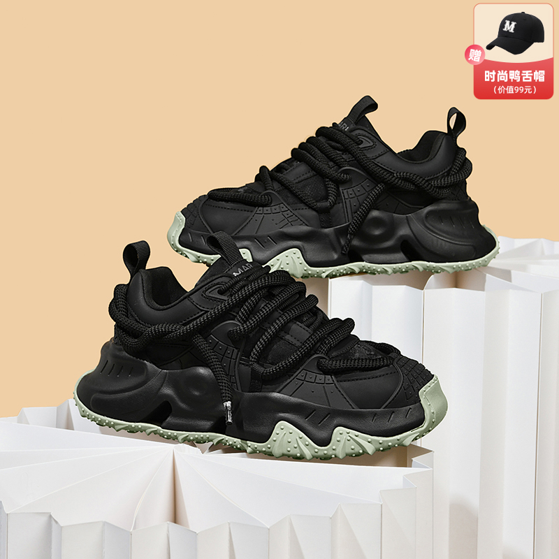 马克华菲男鞋爆款老爹鞋男增高运动鞋加绒保暖情侣棉鞋男士休闲鞋