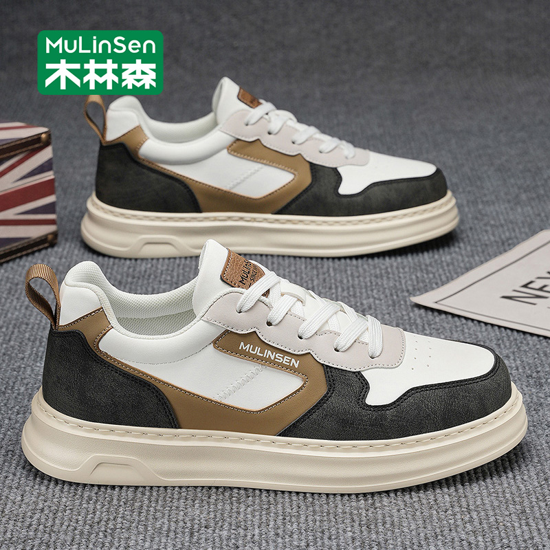 木林森板鞋男款2025新款秋季时尚休闲厚底增高运动百搭韩版潮鞋