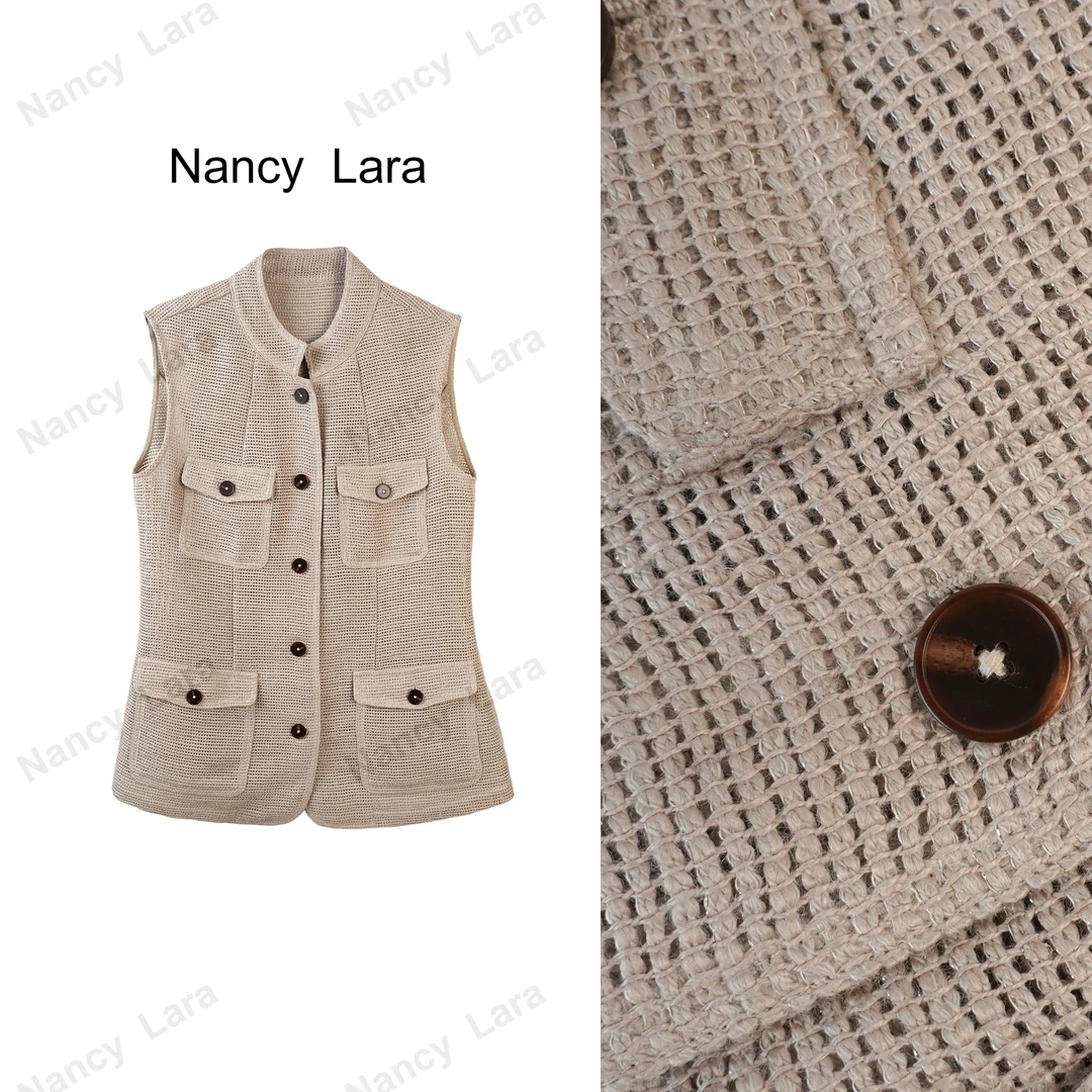 精致小镂空亚麻马甲 NL248XC871