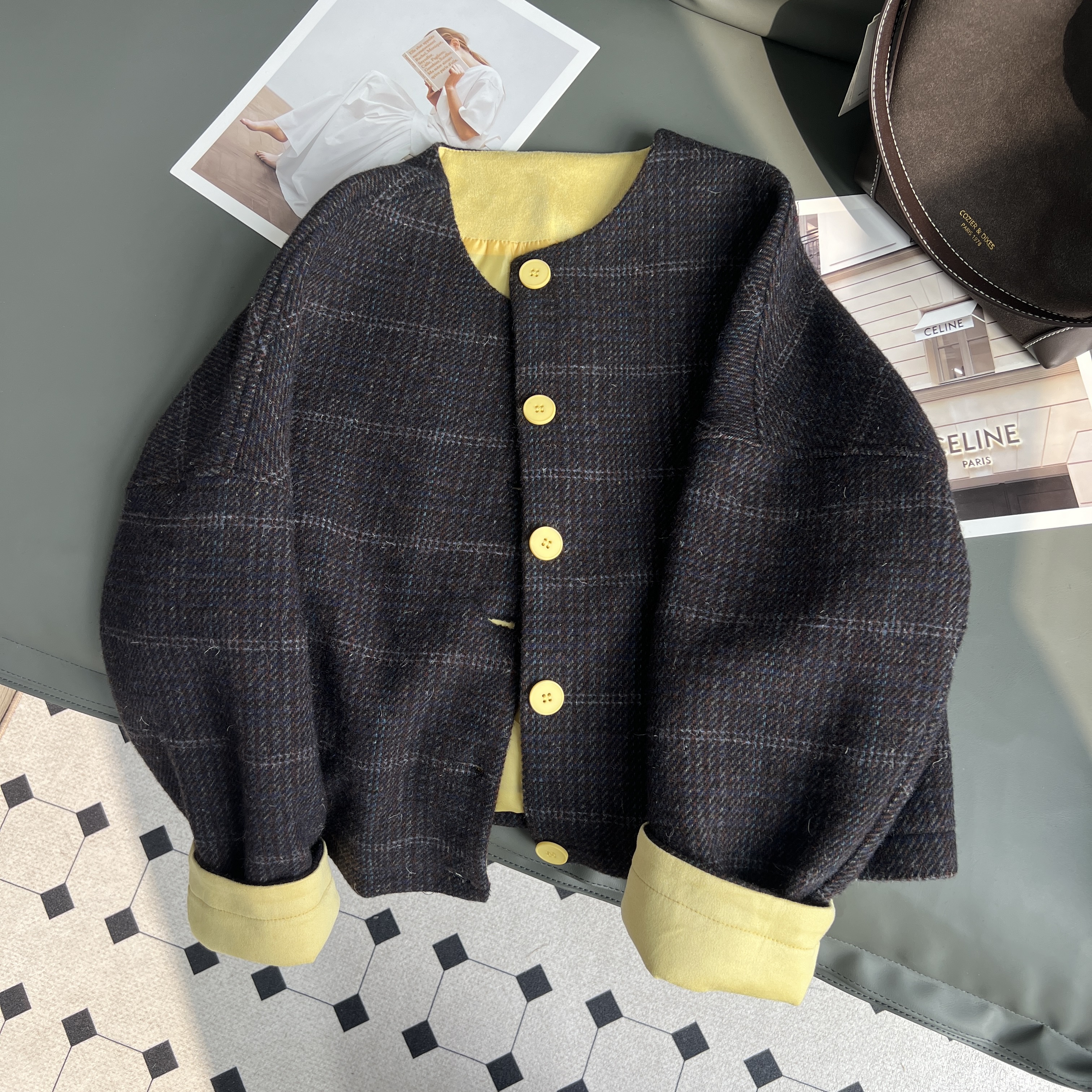 韩系圆领时尚百搭呢子外套