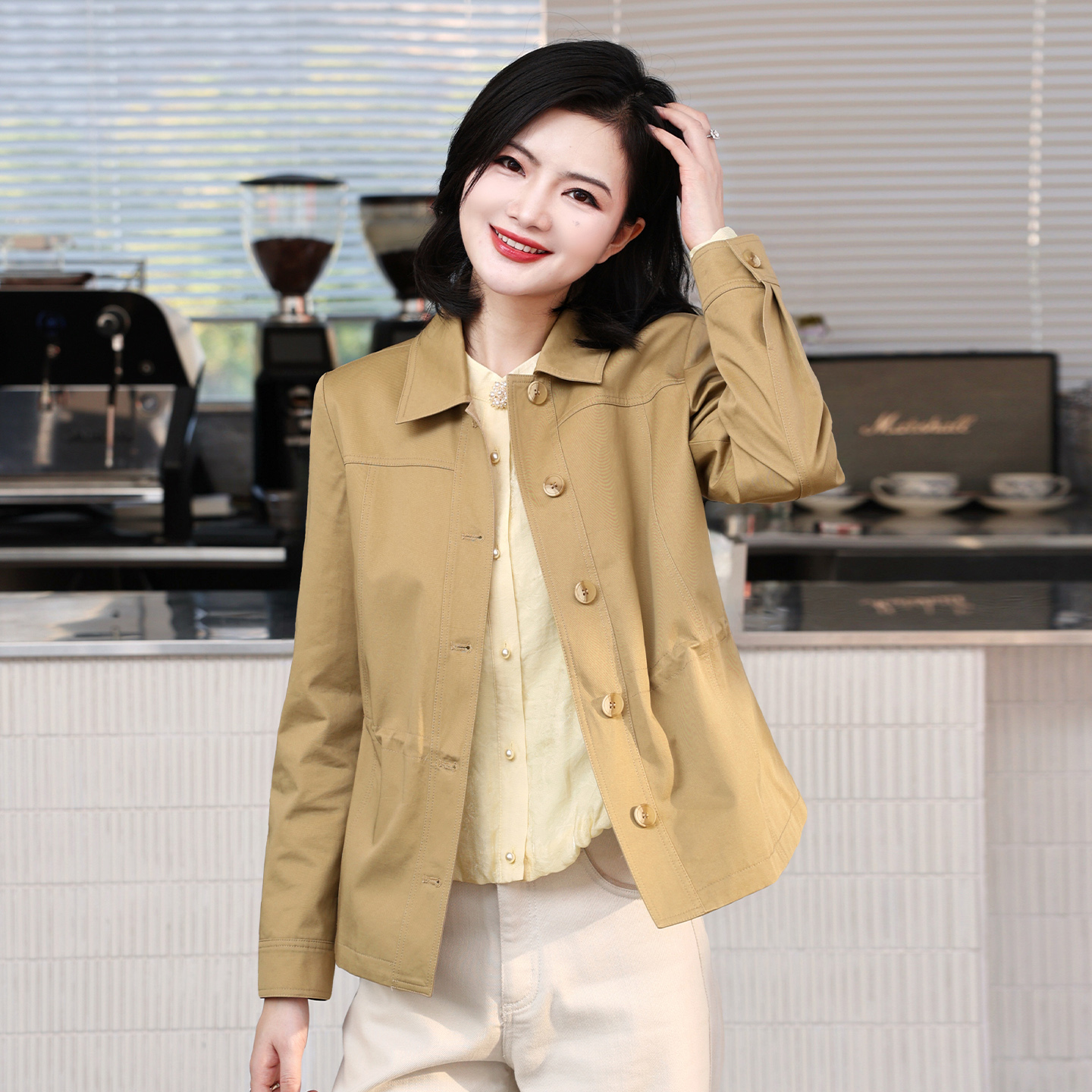 【正肩短款风衣】枫竺阿楠anan简约通勤翻领收腰系带女秋季出游外套