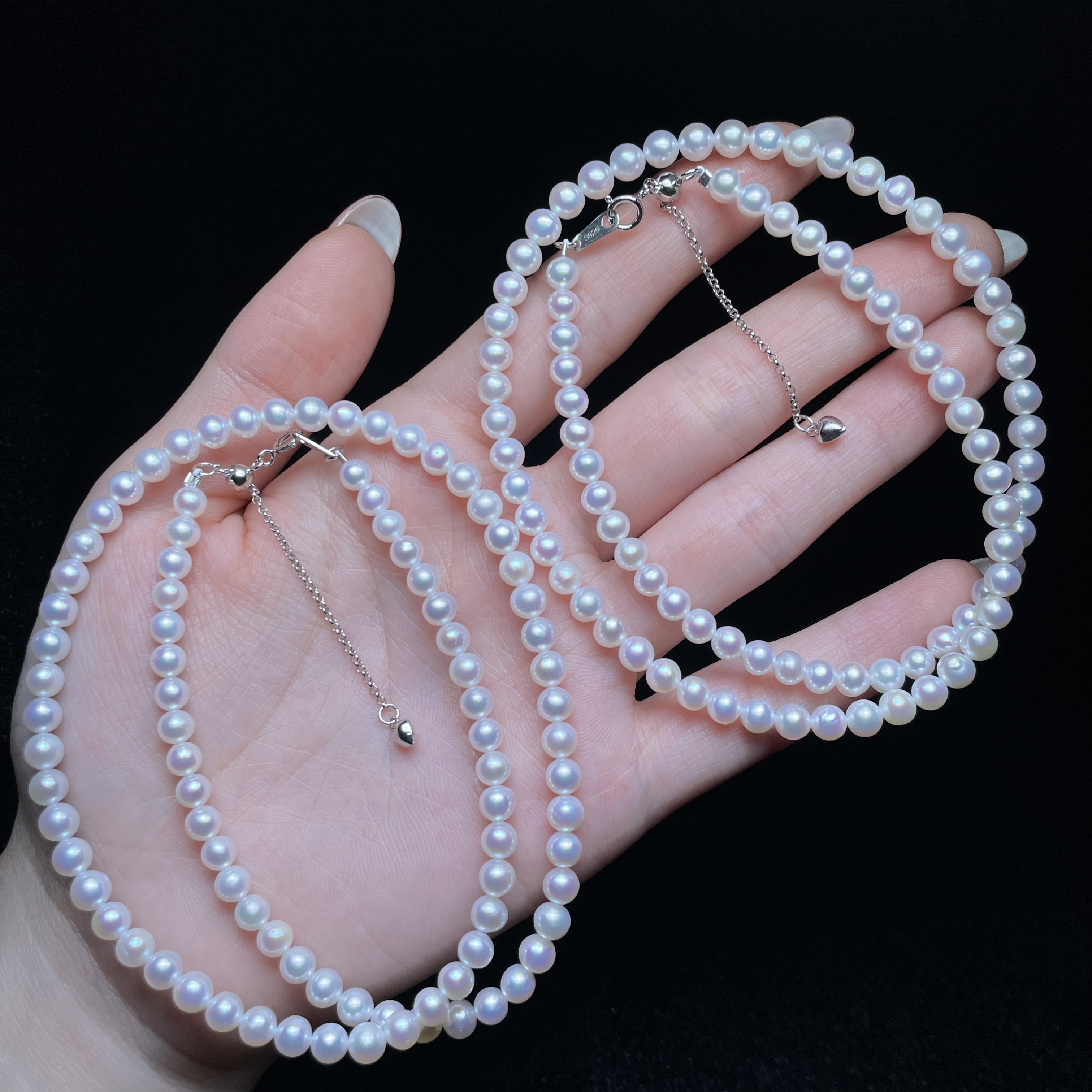 【云上叙】S925银淡水珍珠项链-多样性发一件-4mm-V06567-M（甄选）