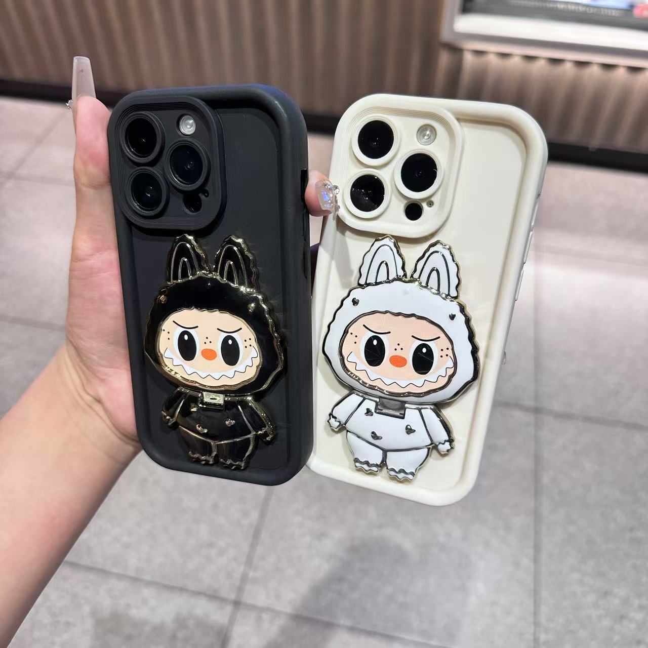 小怪兽镜子支架适用苹果15/14/13promax手机壳12/11软壳瞳孔磨砂