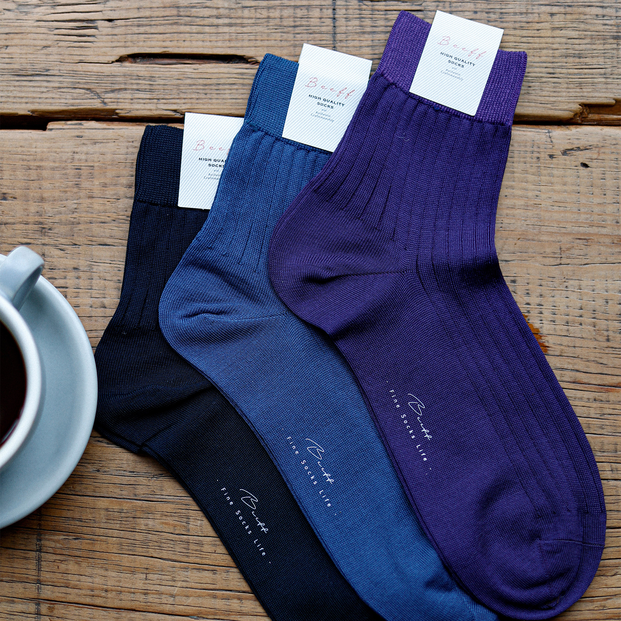 Beeff 25年 丝光棉绅装短袜 高端薄款袜 商务西装绅士袜无骨-high