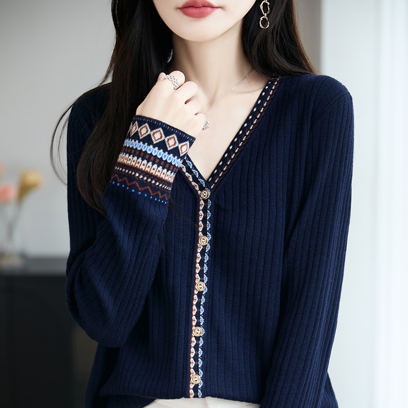 哥弟阿玛施正品秋季纯色羊毛开衫针织衫百搭宽松休闲显瘦毛衣外套