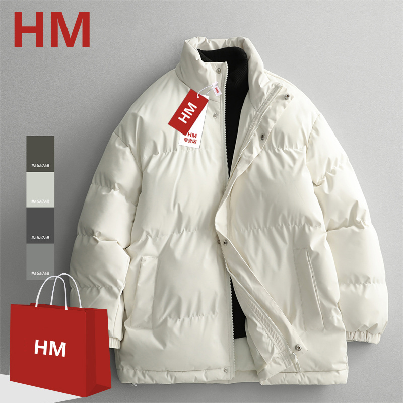 HM反季清仓耐磨立领长袖保暖宽松型棉衣棉服户外运动服山系复古风