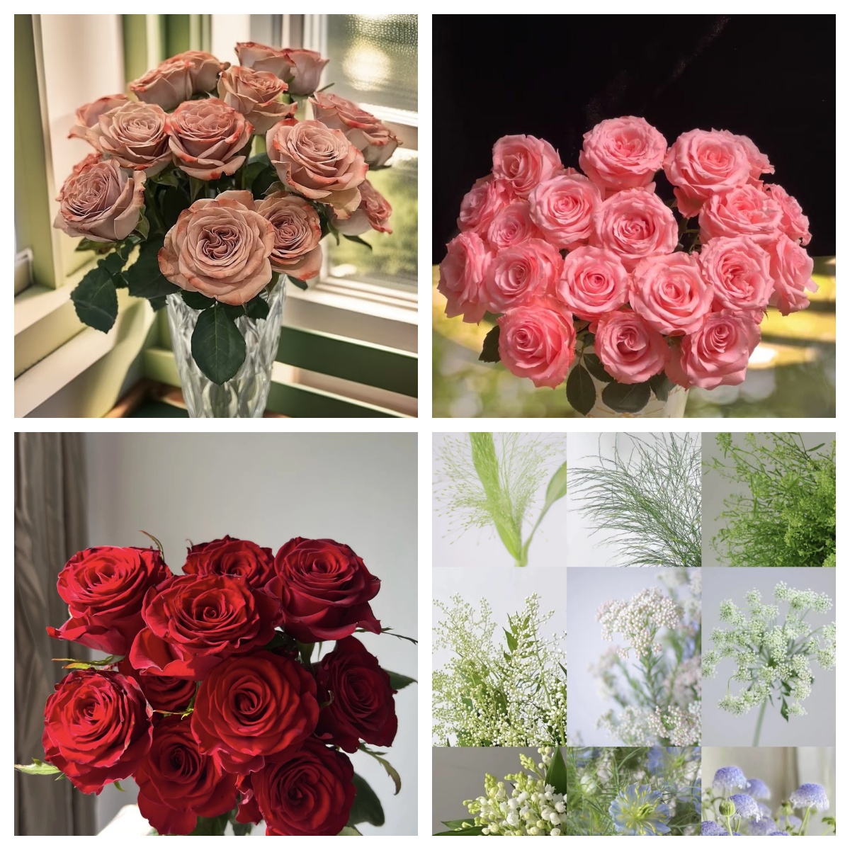 【单头卡布+红玫瑰+戴安娜+随机配草1扎 】云南基地直发