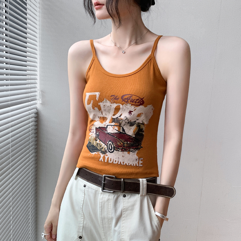 美式复古风打底辣妹吊带背心女夏季修身显瘦衬衫内搭无袖性感上衣