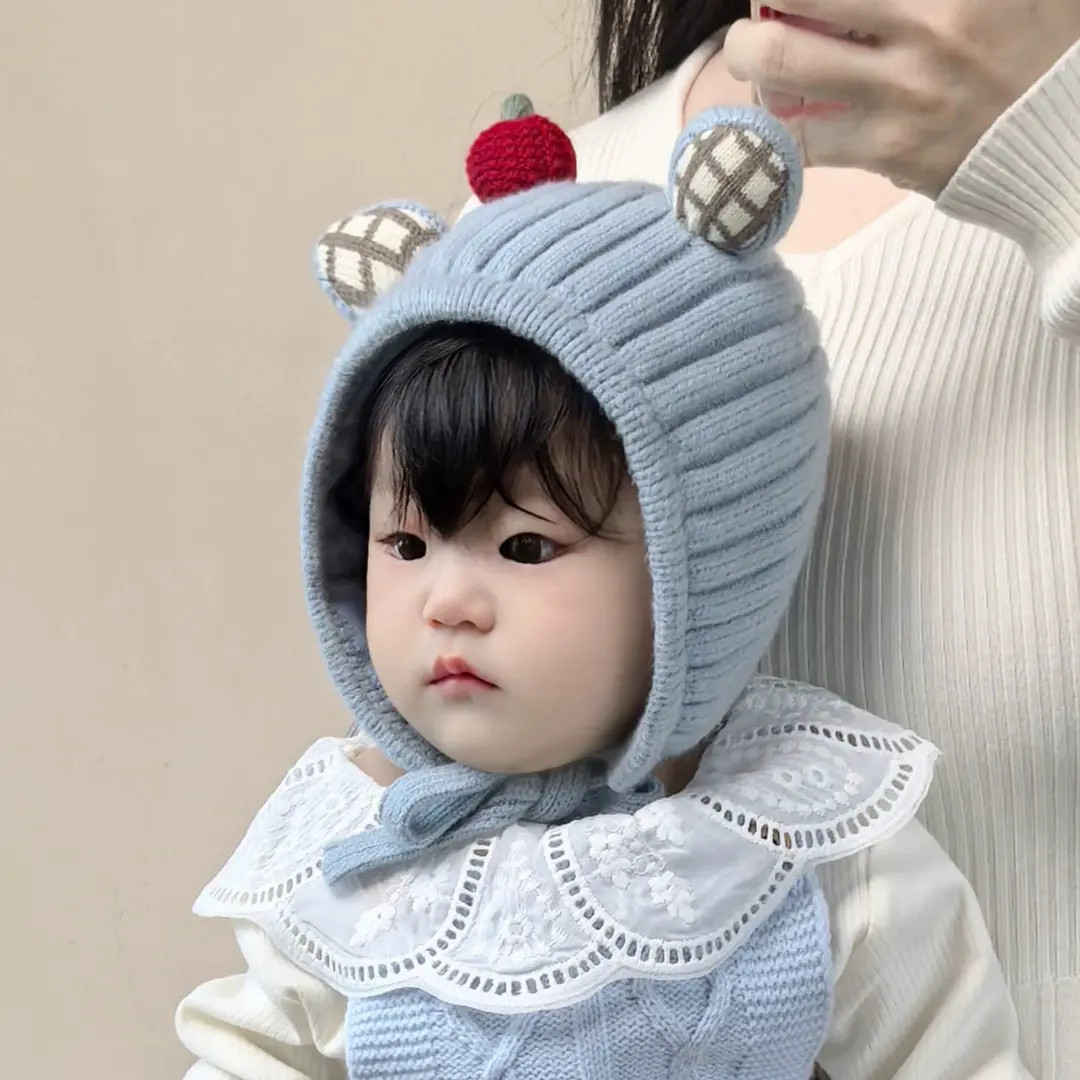 宝宝帽子秋冬季婴儿防风护耳帽针织毛线帽可爱百搭保暖外出保暖帽