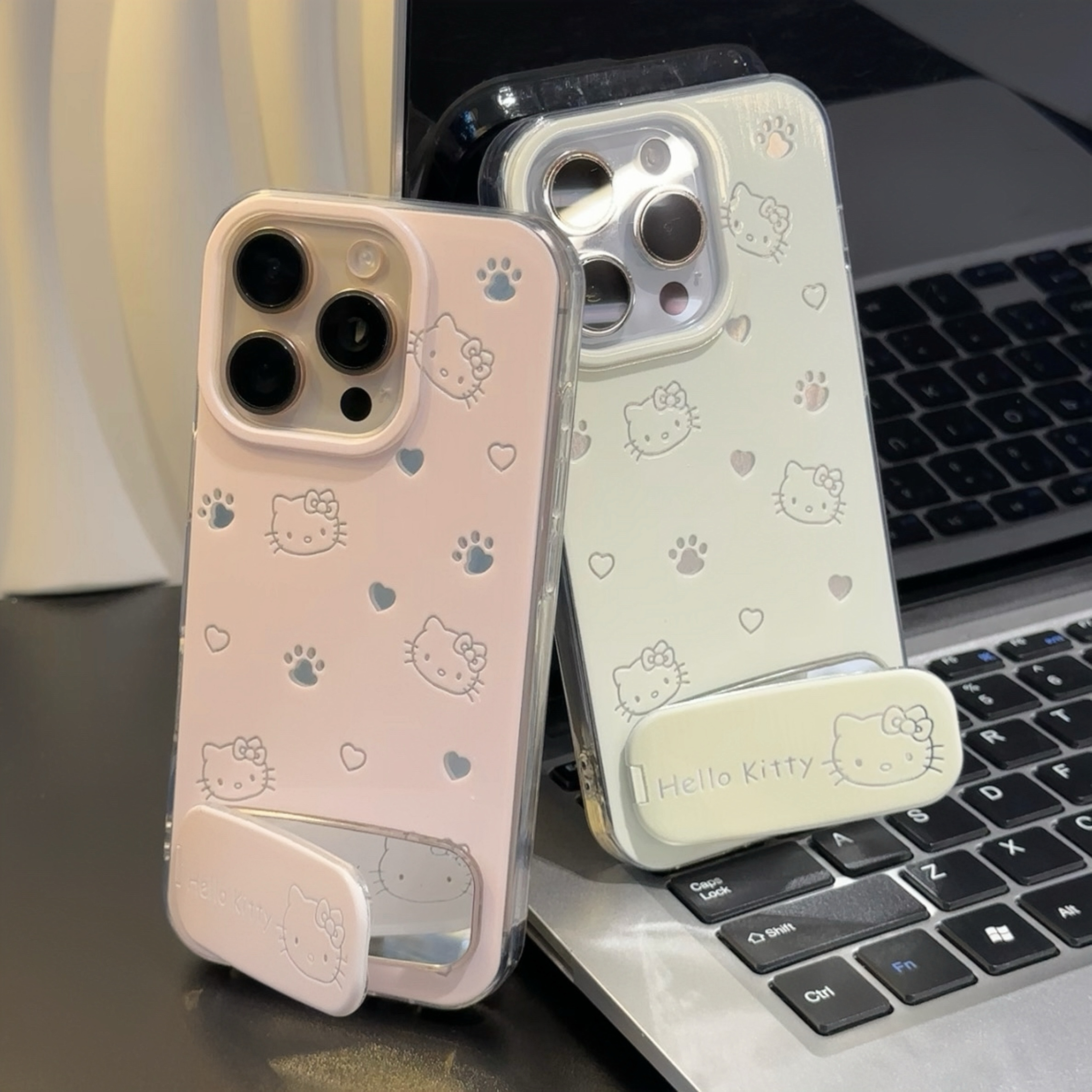 可爱kitty小爪子镜面支架适用苹果16/15手机壳vivo华为oppo小米15