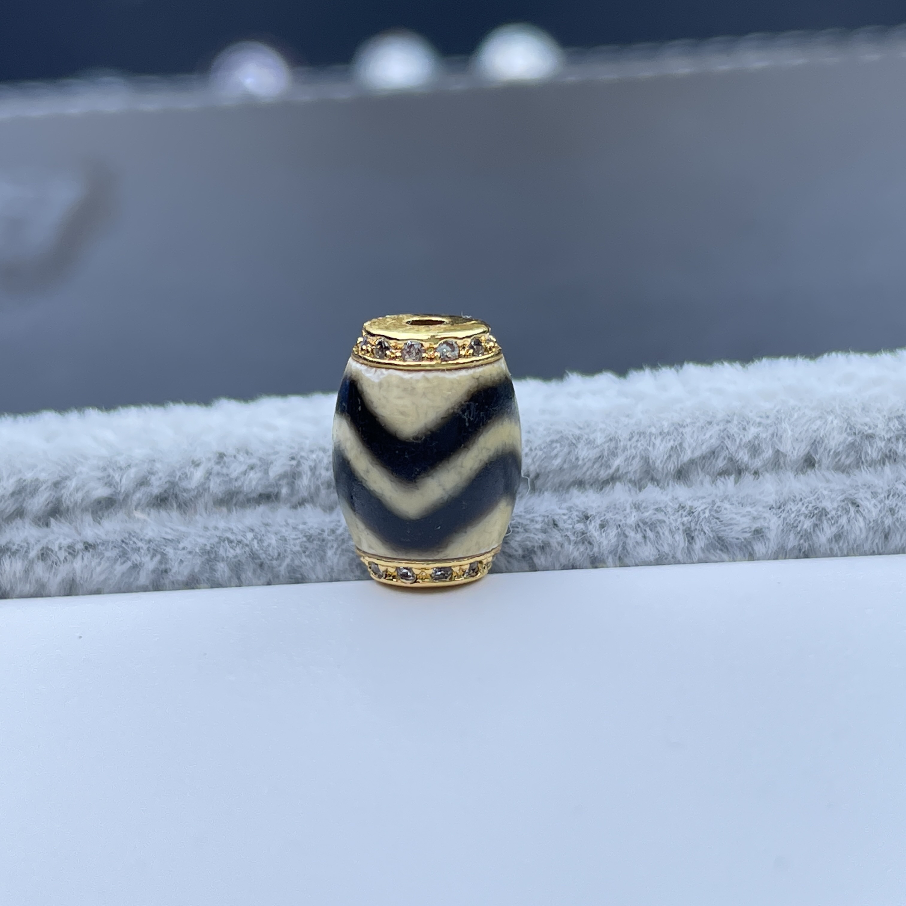 珠改牙黄料双虎牙长桶珠尺寸8mm配顶珠腰珠配珠文玩菩提配饰