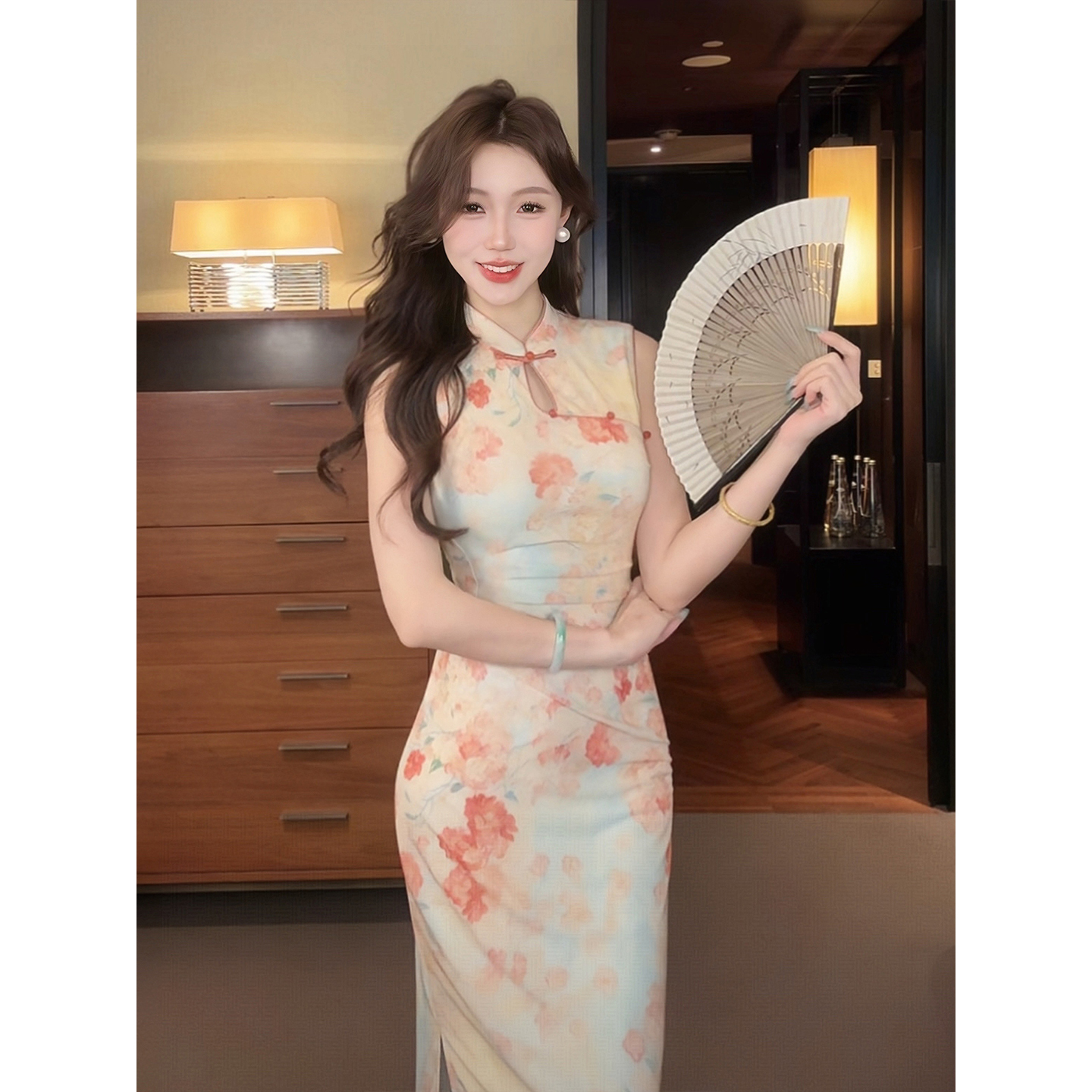凌茜恣禾【萦香秋】国风新中式花色油画裙温婉优雅收腰显瘦旗袍裙子