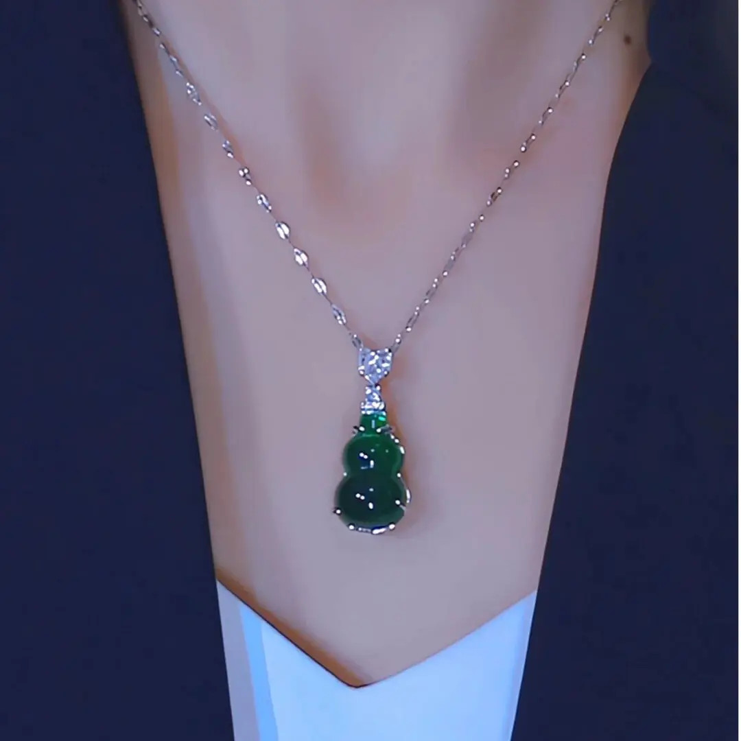 合金珐琅吊坠 【专柜品质】绿色葫芦吊坠项链女气质轻奢锁骨链首饰