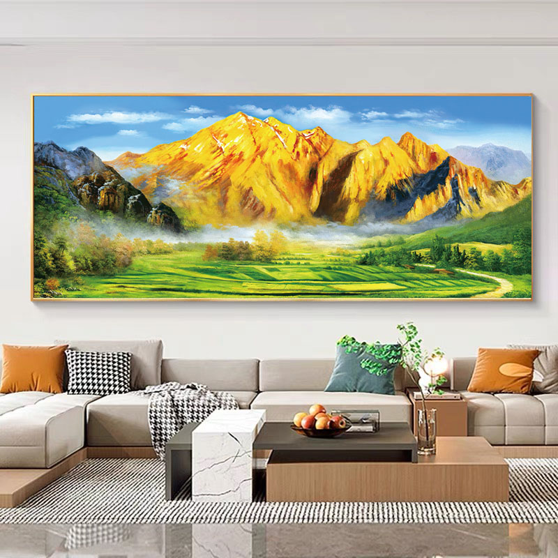 （背靠金山）客厅风景金山沙发背景墙晶瓷晶钻客厅背景墙挂墙壁画
