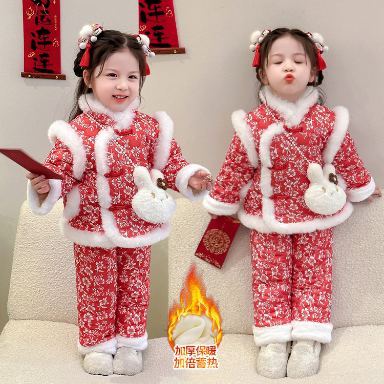 套装韩版冬季碎花女童中小童