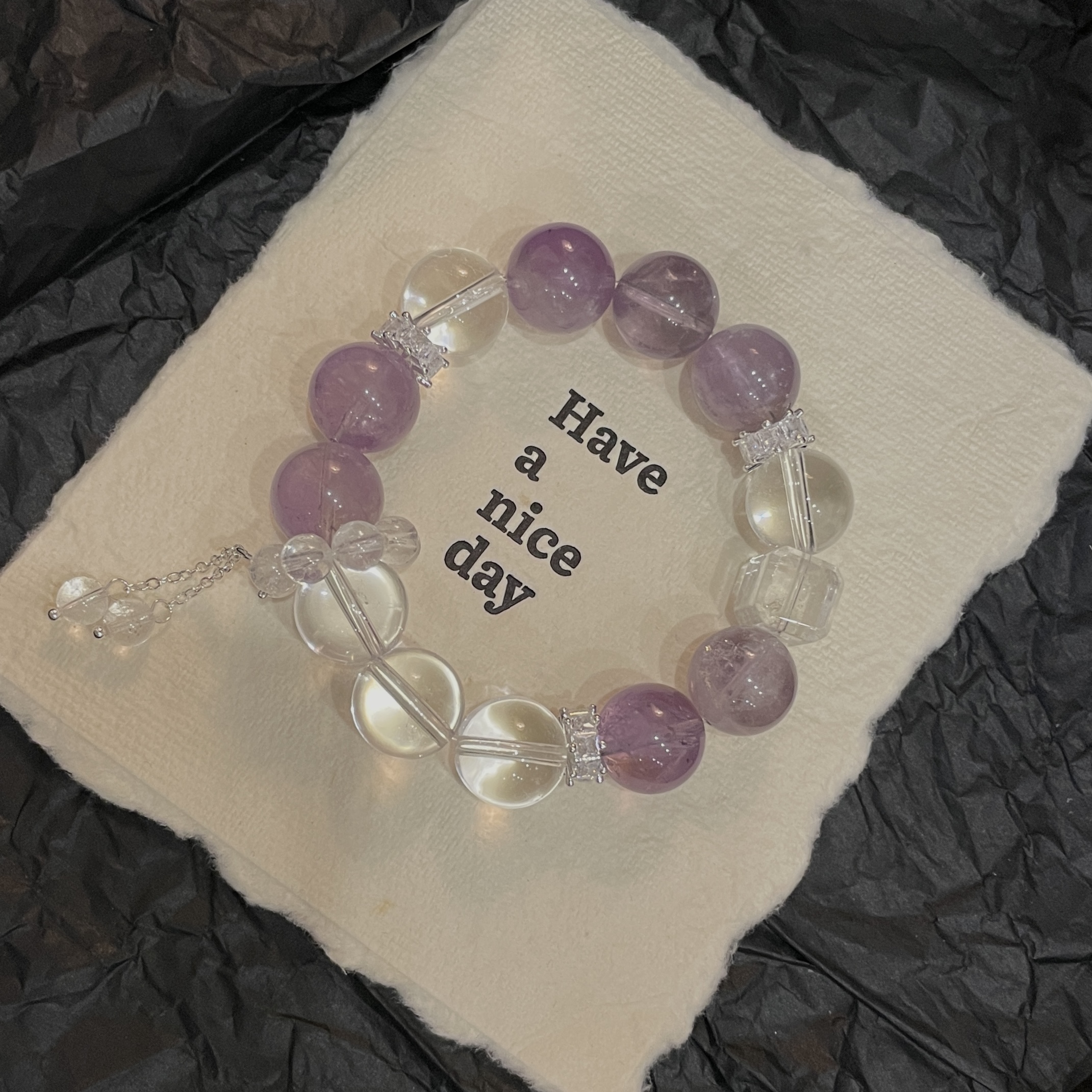 【上岸紫2.0】14m白水晶+紫水晶原创设计天然水晶多样性随机发TY254