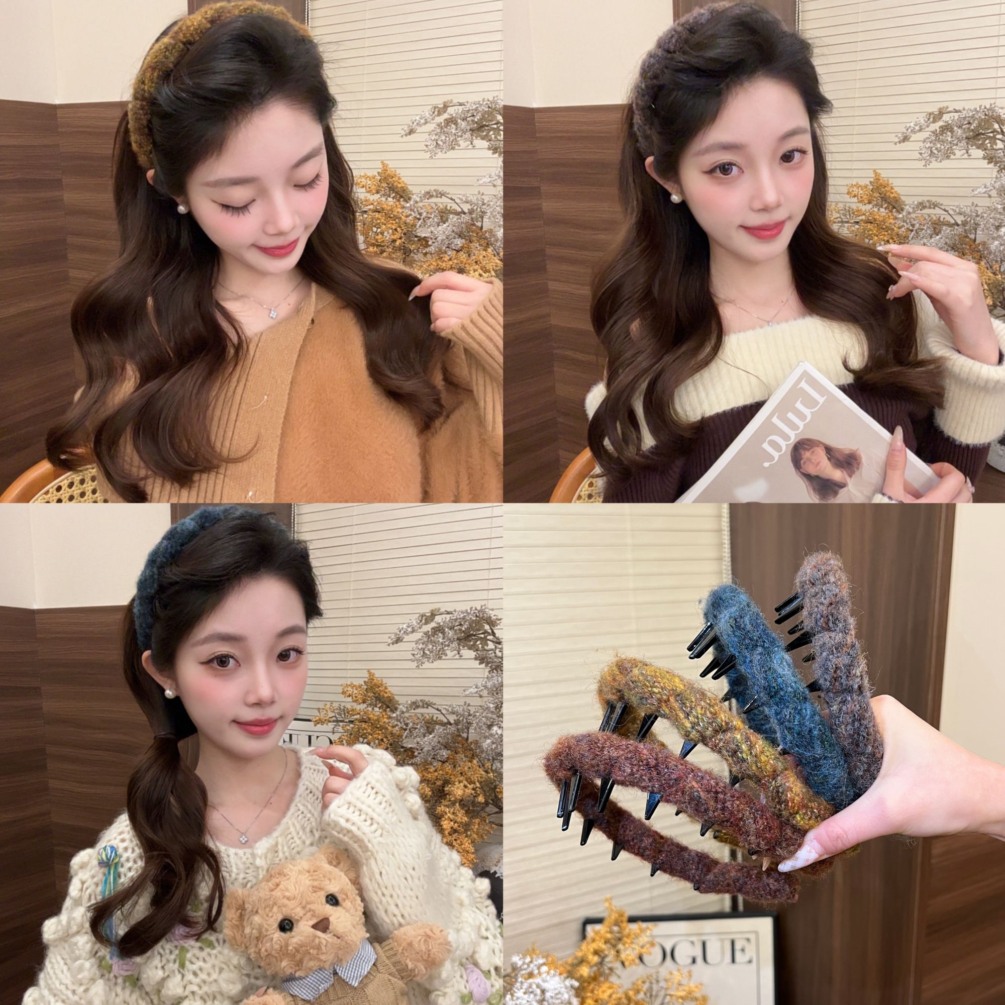 秋冬新款针织毛绒波浪发箍高级感百搭时尚发卡日常百搭发饰