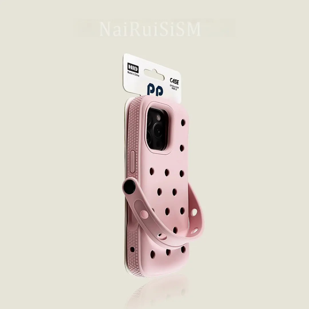 适用iphone16/16pro手机壳粉色洞洞鞋壳16promax防摔新款15/14女