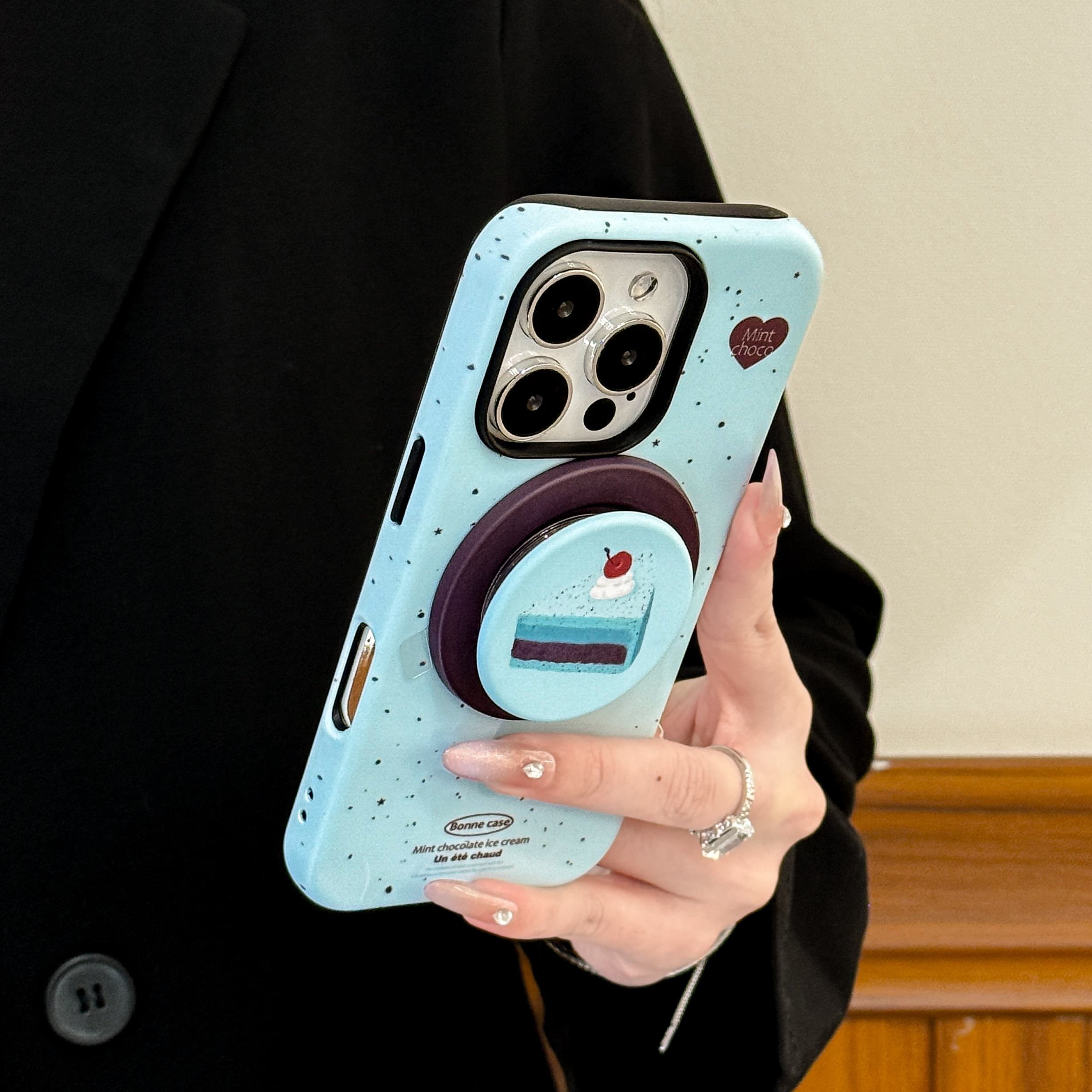 泼墨棕心适用苹果16promax/15/14手机壳iphone13ins风磁吸保护套