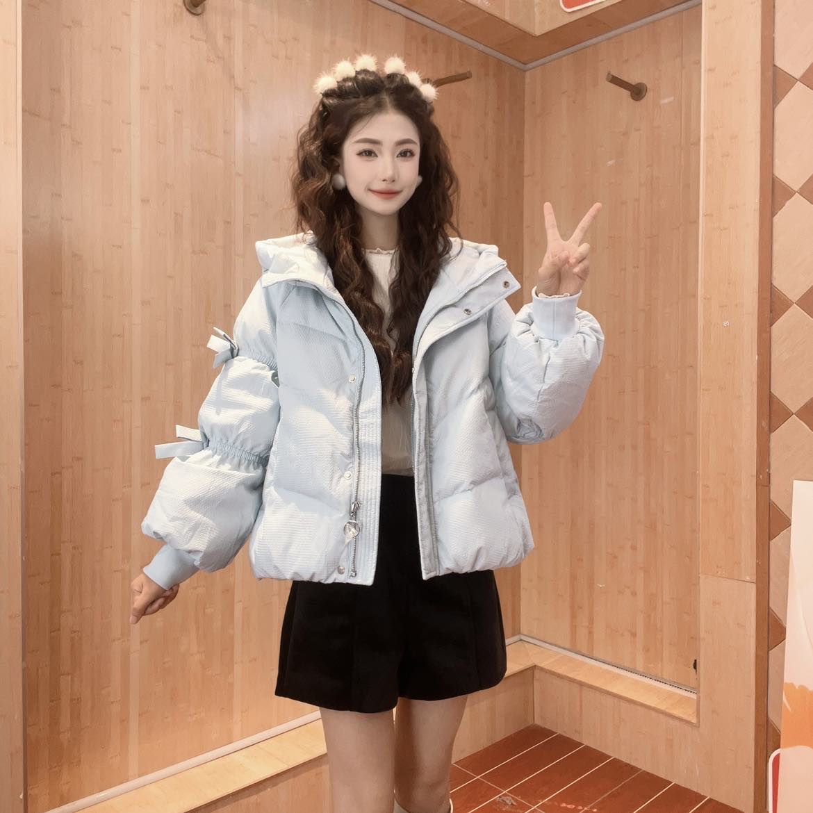 IEF/爱依服2025新款冬季短款时尚潮流连帽马卡龙羽绒外套
