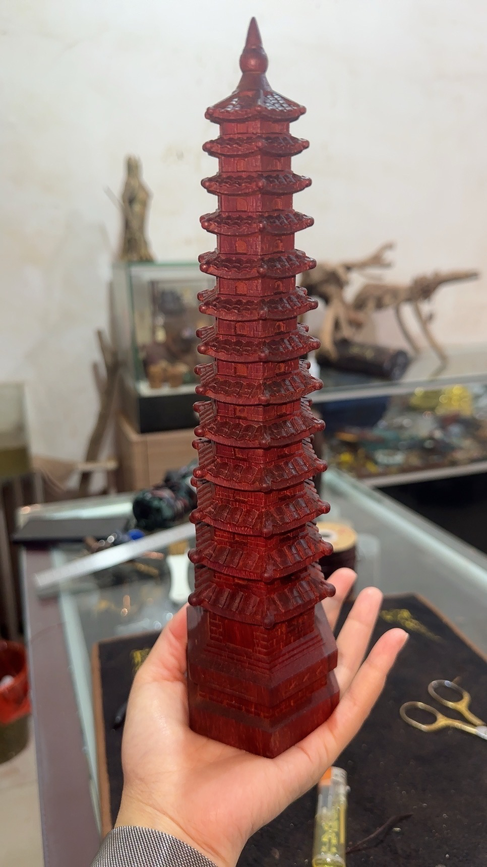 家居办公室装饰佳品，红花梨文昌塔高30cm
