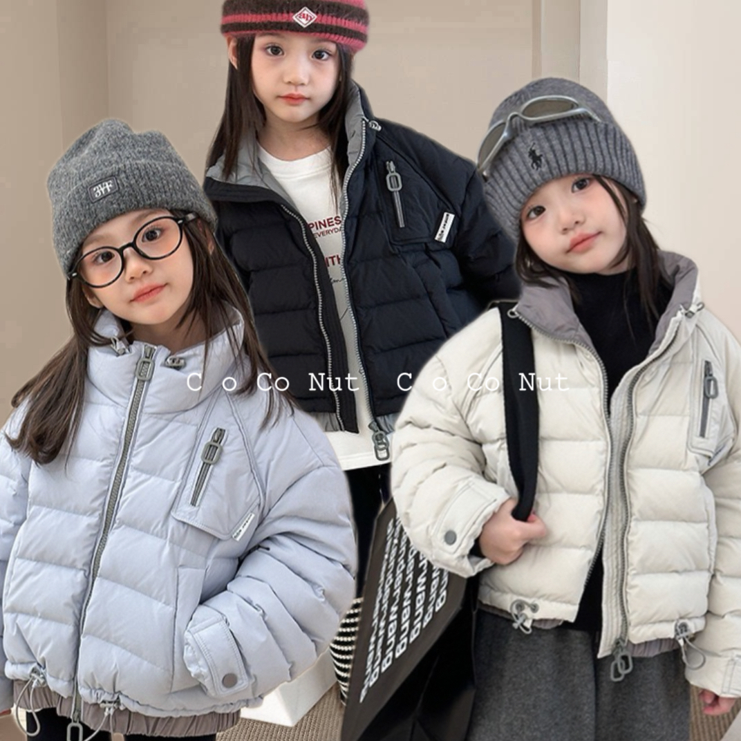 CoCoNut.90白鸭绒可溯源女童男童假两件工装立领羽绒服宝宝中大童